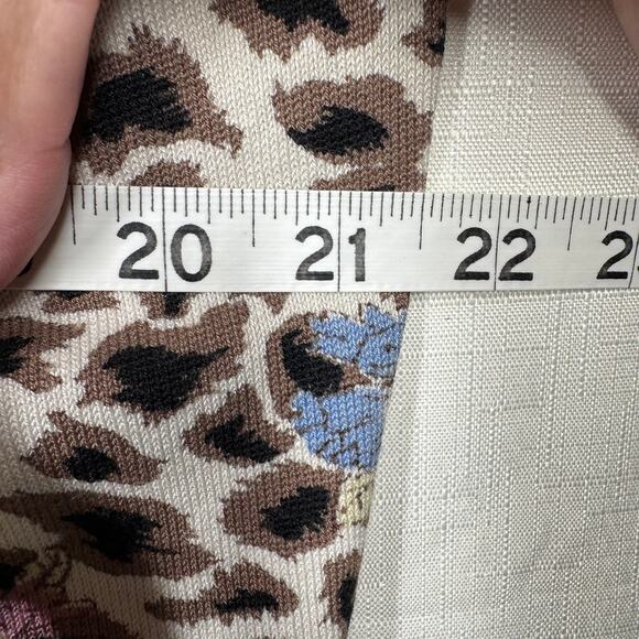 NICOLE MILLER Silk Blend Cardigan Size XL Animal Print Floral Cardi Scoop Neck - Picture 8 of 9